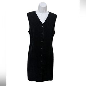 Talbots Corduroy Jumper Overall Dress 4 Black Classic Mature drs20